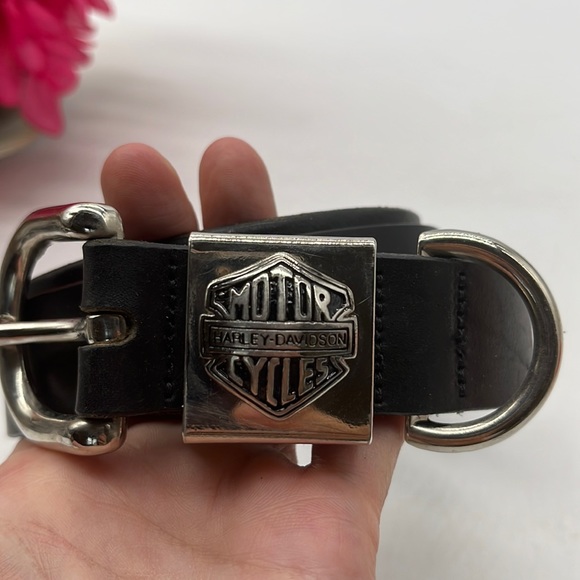 Harley-Davidson Accessories - Harley Davidson Silver Black Leather Belt Sz Small